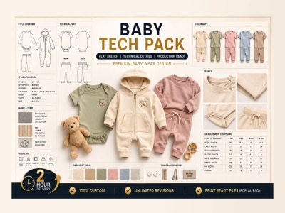 Kids & Baby Clothing Tech Pack & Flat Sketch Design