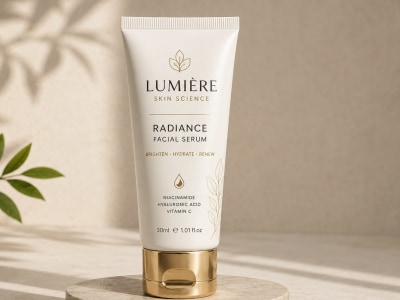 Tube Cosmetic Packaging Design for Facial Serum Product Label