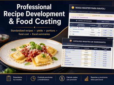 Professionally standardized recipes with accurate food costing