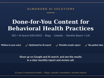 SEO and AI search (GEO/AEO) content for behavioral health