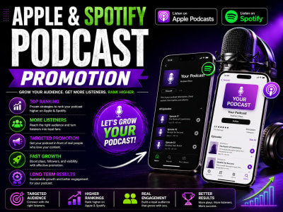 Full Time Apple & Spotify Podcast Promotion & Top Ranking For Your Podcast