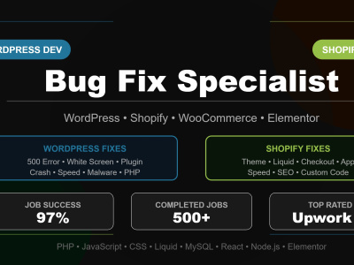 WordPress Developer | Bug Fix | Shopify Expert | Customization Specialist