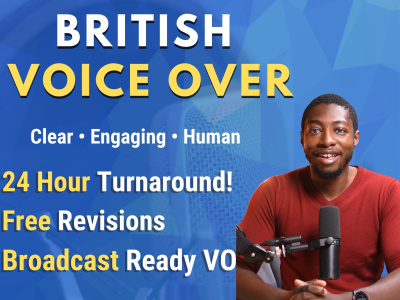 A broadcast ready, human British male voice over with 24 hours!
