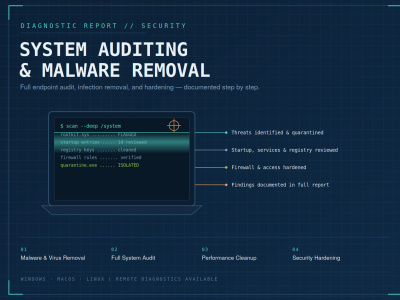 A Full System Audit and Malware Removal by an OSCP+ Certified Pentester