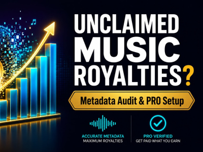 Music metadata audit and global royalty registration setup