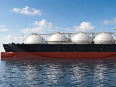 Realistic 3D LNG tanker ship model in Blender