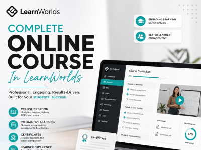 A complete, professionally built online course in LearnWorlds