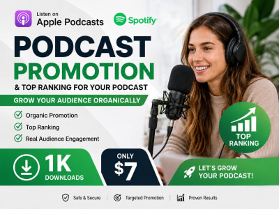 Organic Apple & Spotify Podcast Promotion  & Top Ranking For Your Podcast