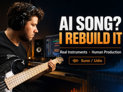 Your AI-generated song rebuilt with real instruments and pro production