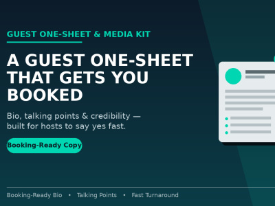 A professional podcast guest one sheet media kit
