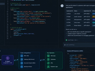 An AI agent that connects to your APIs, database, and business ...