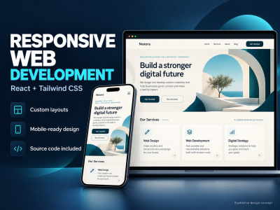 A responsive landing page built with React and Tailwind CSS | Upwork