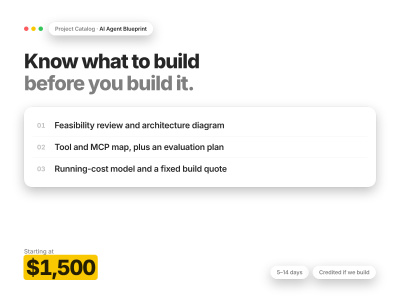 An AI agent architecture blueprint with a fixed build quote | Upwork