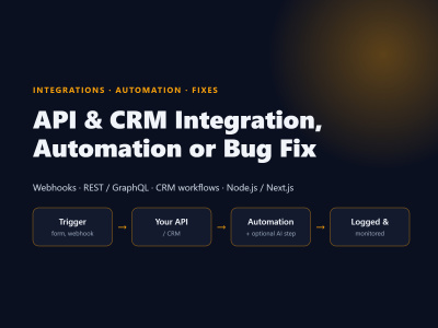 An API or CRM integration, workflow automation or Node.js/Next.js bug ...
