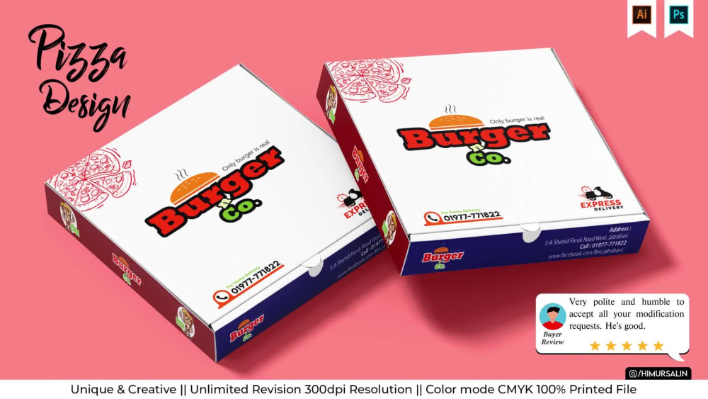 Amazing pizza box, burger, label and product packaging Upwork