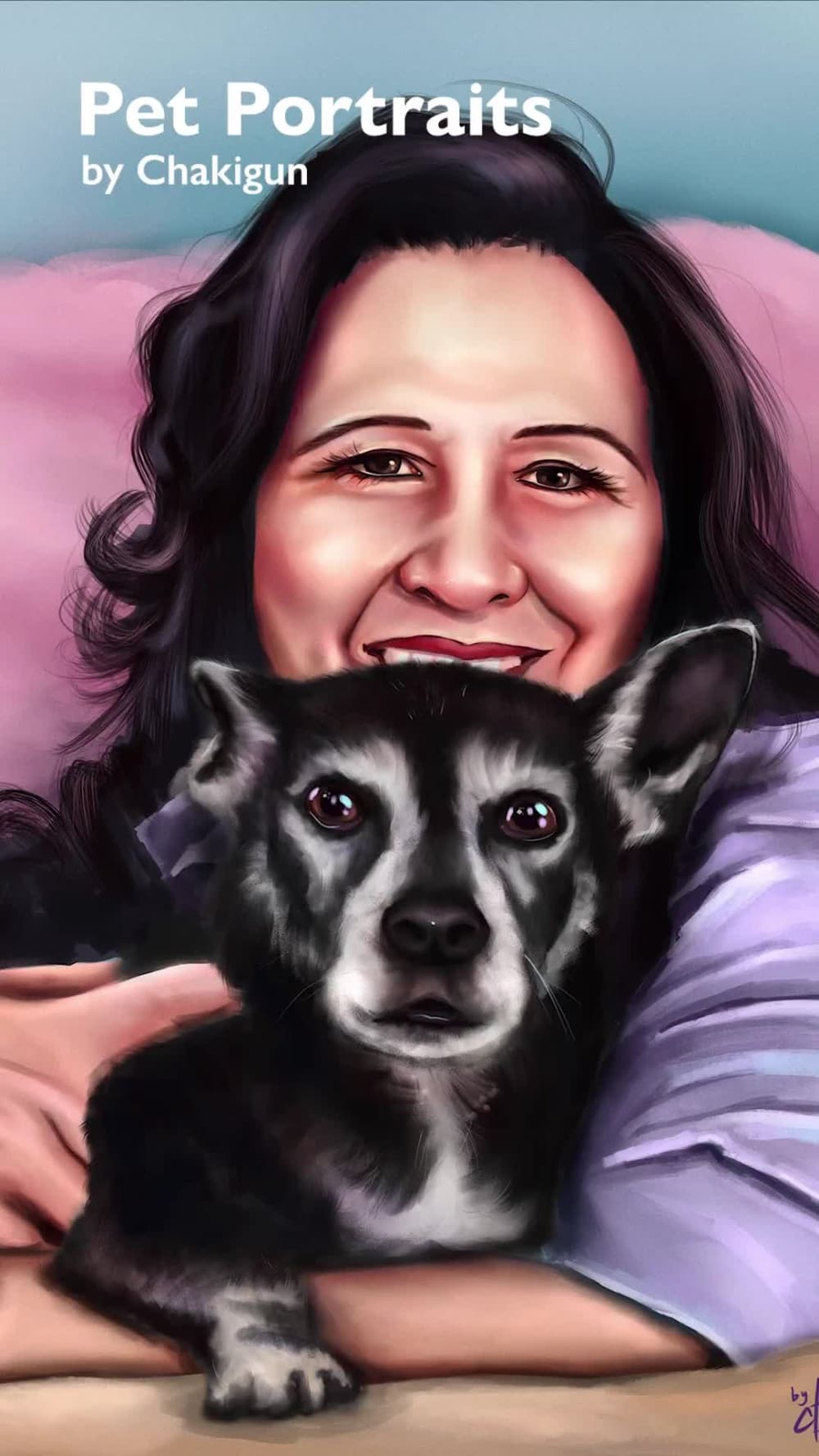 Digital portrait painting of your pet in realistic/semirealistic style