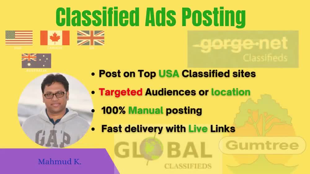 150 classified ads posted on top USA classifieds sites. Upwork