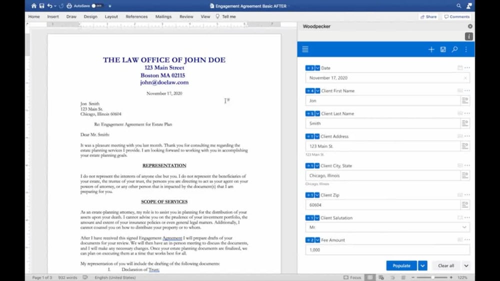 Woodpecker Legal document Automation | Upwork
