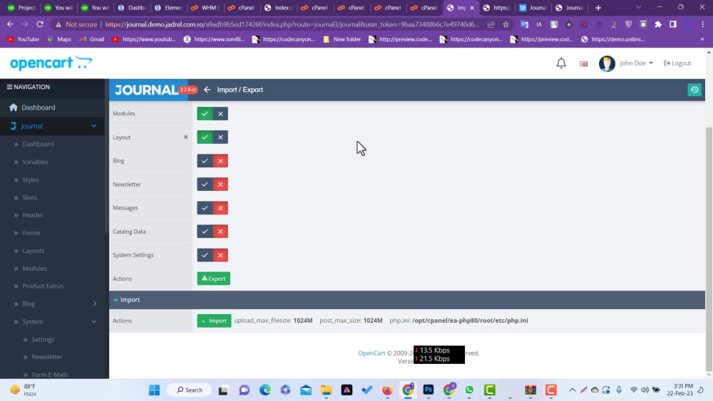 site With OpenCart Journal3 Theme Upwork