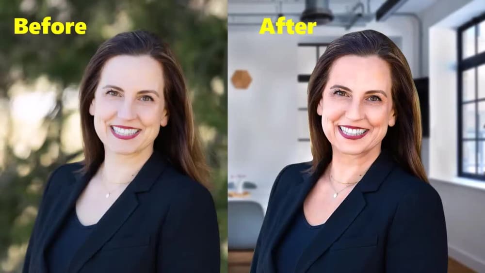 Professional headshot photo retouching, corporate portrait image