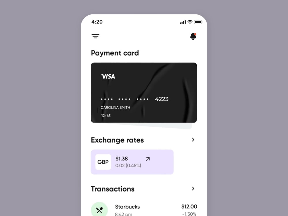 A clean finance-tracking mobile app | Upwork