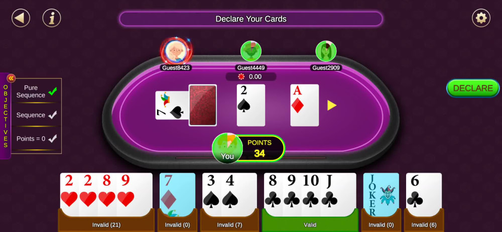 Online Rummy Gaming App, RummyGo, Web Elements