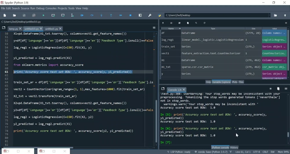 A python script that classifies your feedback into several categories ...