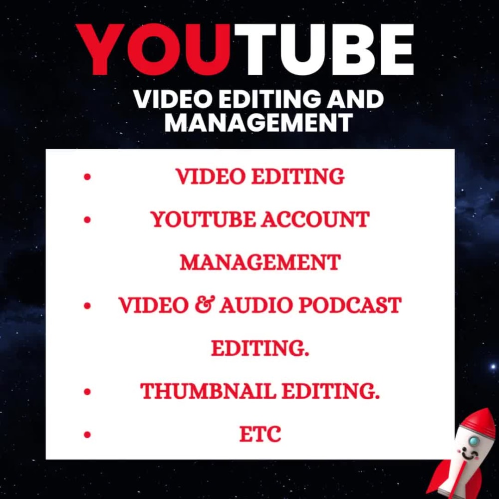 Professional Youtube video editing and Youtube account management. Upwork