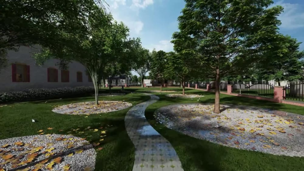 Fantastic backyard, terrace, patio, garden 3d realistic landscape