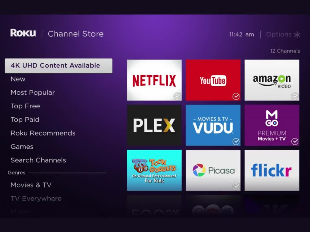 Prime Video, TV App, Roku Channel Store