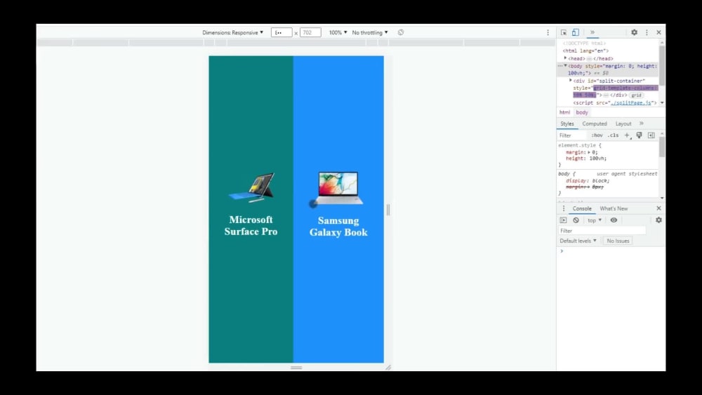 Split Landing Page | HTML CSS Javascript or React.js component | Upwork