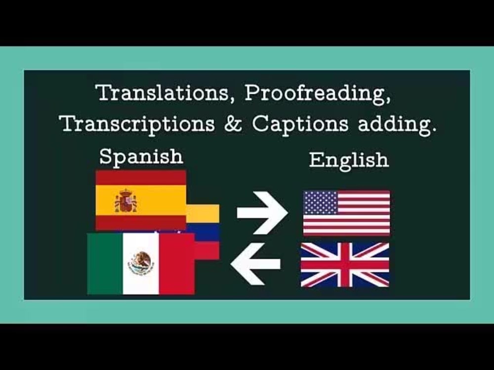 A translation from English to Spanish or vice versa, 1 for each 100