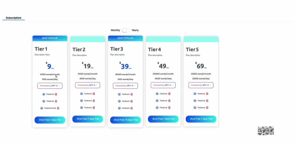 A customizable subscription page with editable options on Bubble | Upwork