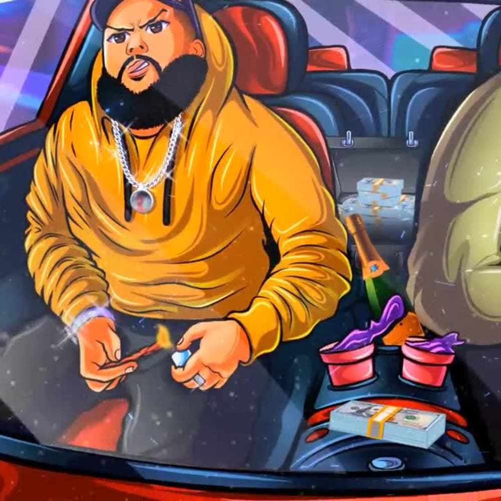 Cartoon hip hop artwork or music album cover art, Animated cover art