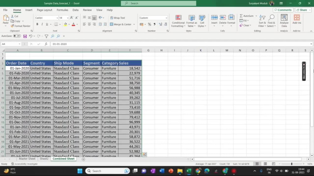 Data analysis with Excel, including graphs, pivot tables, forecasting ...