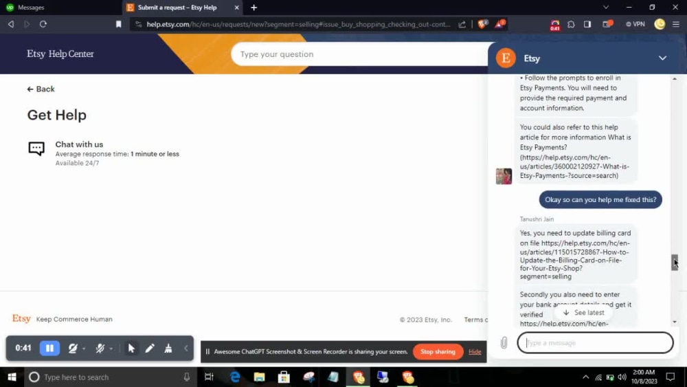 Open Etsy permanently suspended reinstate Etsy live chat Etsy