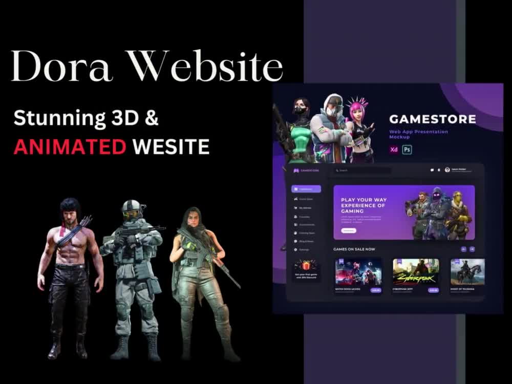 A captivating Dora website,hyper-realistic 3D elements with SEO ...