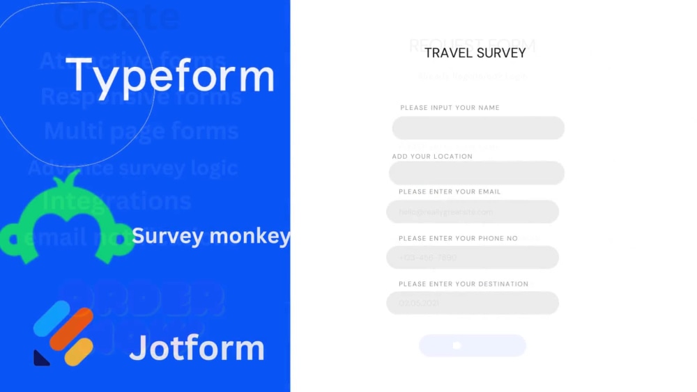 A responsive online form, jotform, google form, survey monkey Upwork