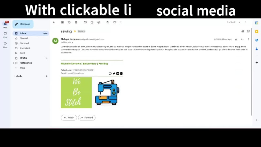 An animated Clickable HTML Email Signature | Upwork