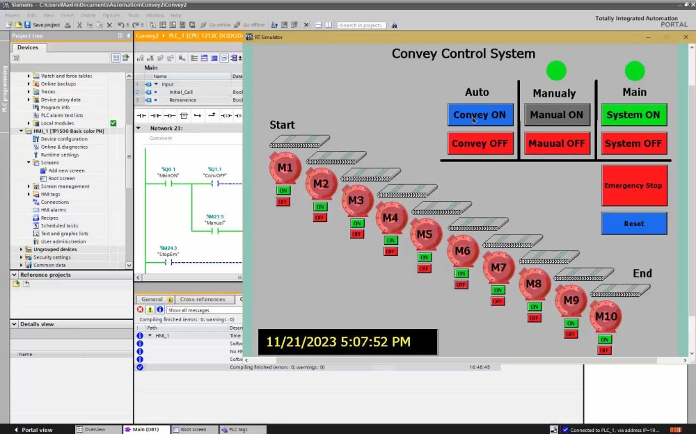 Control conveyor system by PLC [CPU 1215C AC/DC/Rly] | Upwork