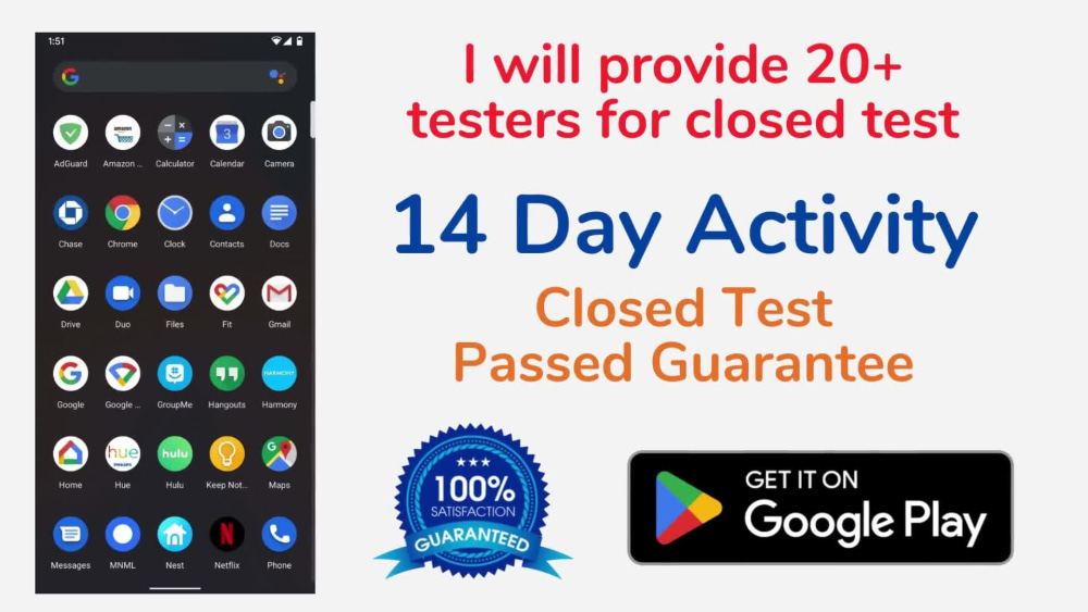 20 testers for the Google Play closed test 14 days | Upwork