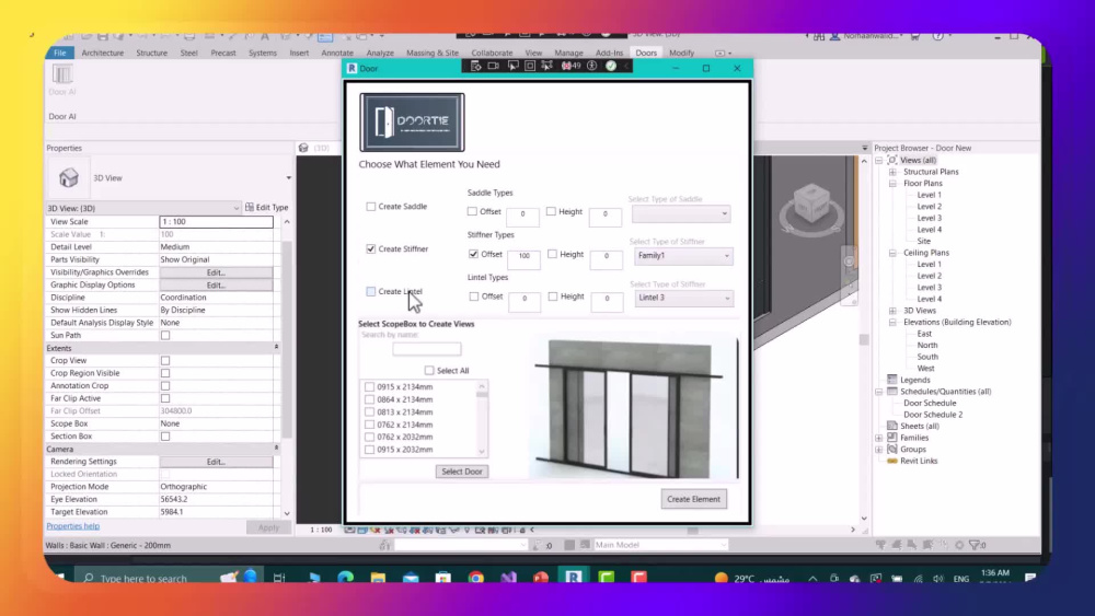 Revit Add-in & Revit API The Doors Families With Stiffener and Lintel ...