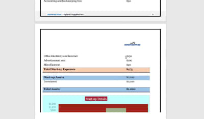 Startup Business plans, Financial Projections, and Sales forecast