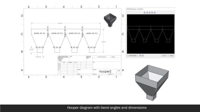 One sheet metal design and a 2d dxf file for cnc cutting