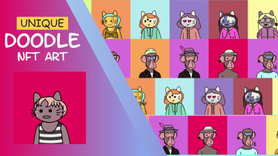 A doodle NFT art unique cartoon character for your NFT collection