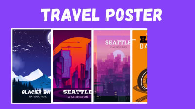 Retro or vintage travel and movie poster design
