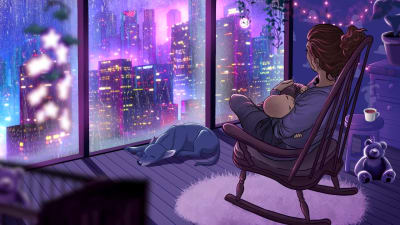 Lofi loop animation, lofi animation, lofi illustration, animated gif, lofi