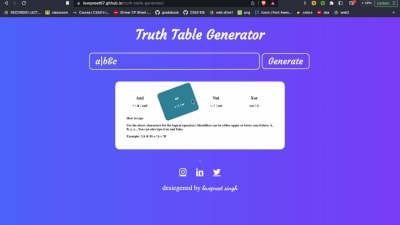 Truth table generator which can produce truth table for boolean ...
