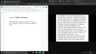 An English for Portuguese translation.