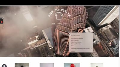 A header with video background.